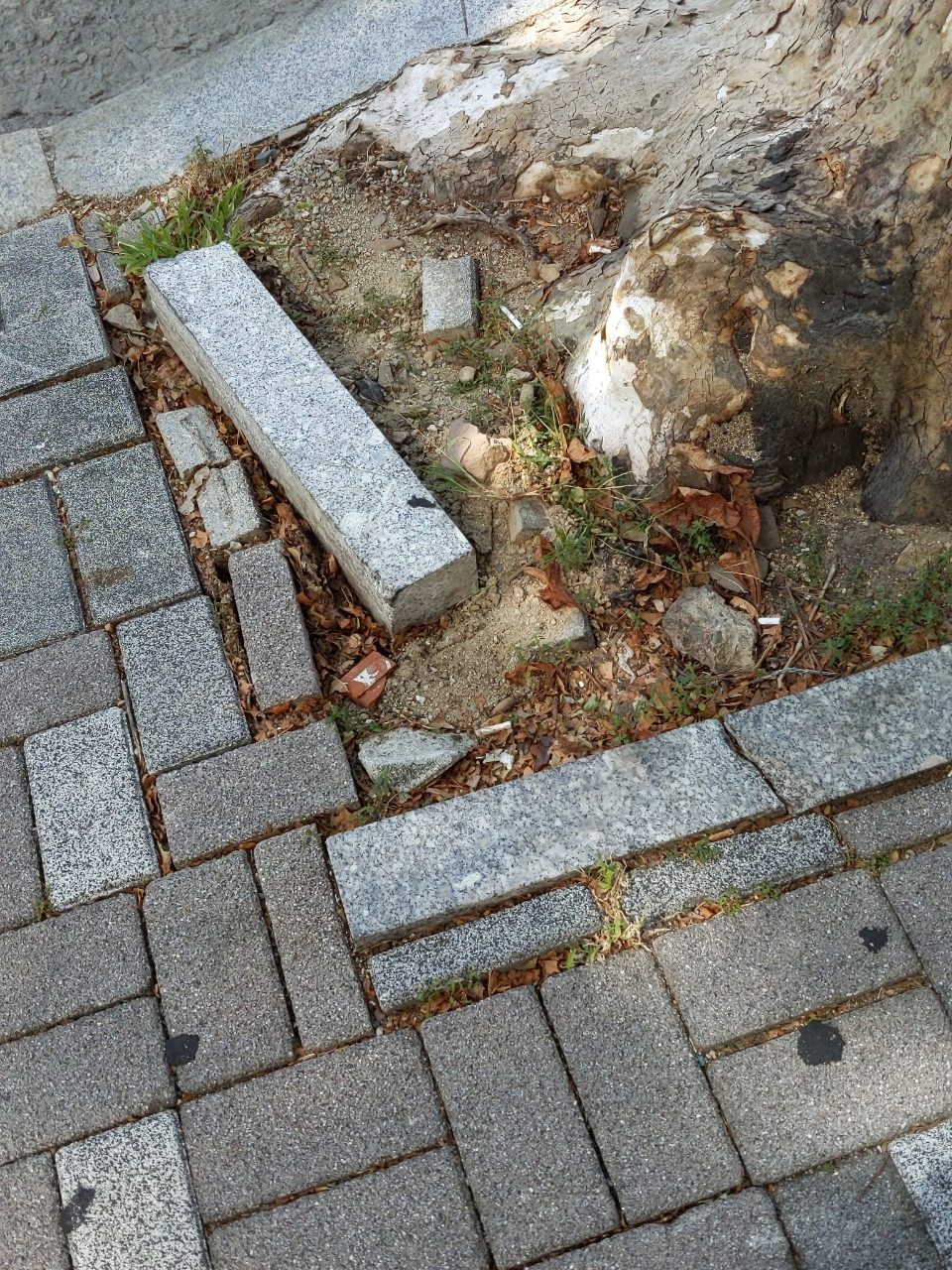 보도블록 구조물 파손